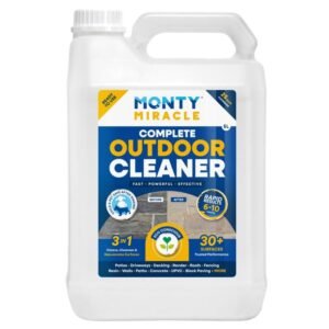 Monty Miracle Complete Outdoor Cleaner 5L Bottle - Fast Effective Stain Remover for Patios Decking Fencing Paths Driveway Render Eco-conscious Slip-Free Results in 6-10 Minutes